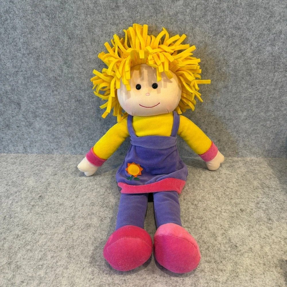 Vintage Rag‎ Tops Rag Doll by Well Made Toys 1999 Yellow Hair Purple Dress